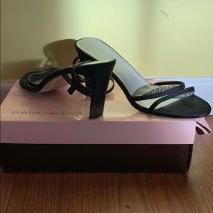 Black strappy sequined sandals